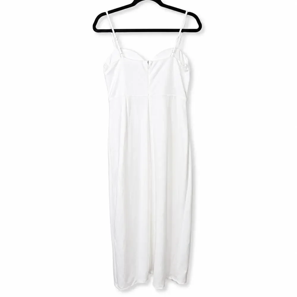 Lulus NWOT White Always Turning Heads Bustier Tulip Sweetheart Midi Dress Large - Picture 7 of 10